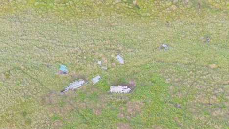 drone footage capturing what remains of a sabre f mk.4 fighter jet crash site. located in high peak, manchester