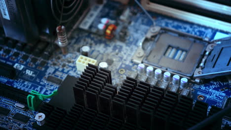 mother board of a workstation computer with processors and memory