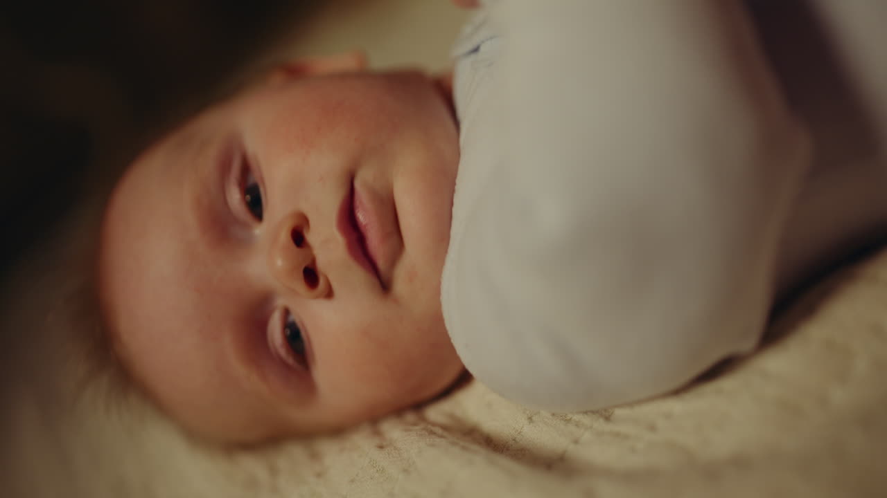 Primo piano di un neonato sdraiato