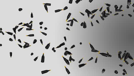 endless rain of empty chrome metal bottles on a dark 3d environmental pollution concept recycling of