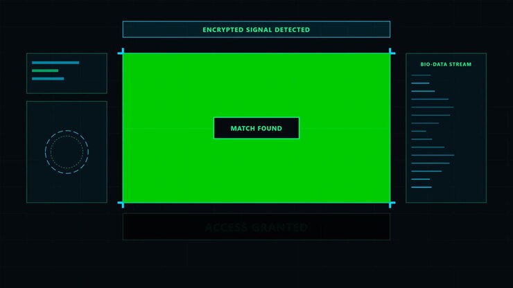 Futuristic Digital Interface With Green Screen Overlay