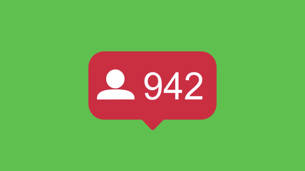 Increasing number of subscribers on social networks on chroma key.