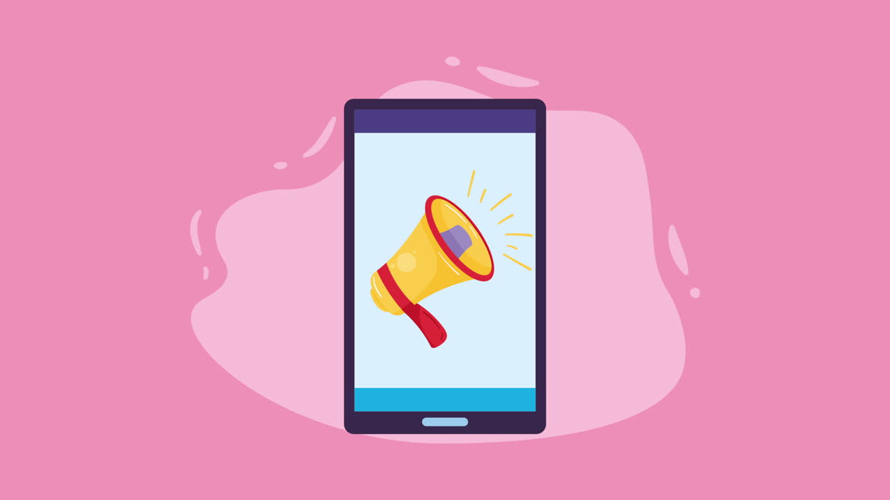 teléfono inteligente con gráfico de megáfono