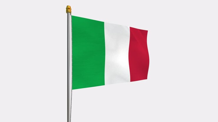 Un video in loop con canale alfa della bandiera italiana con sfondo trasparente