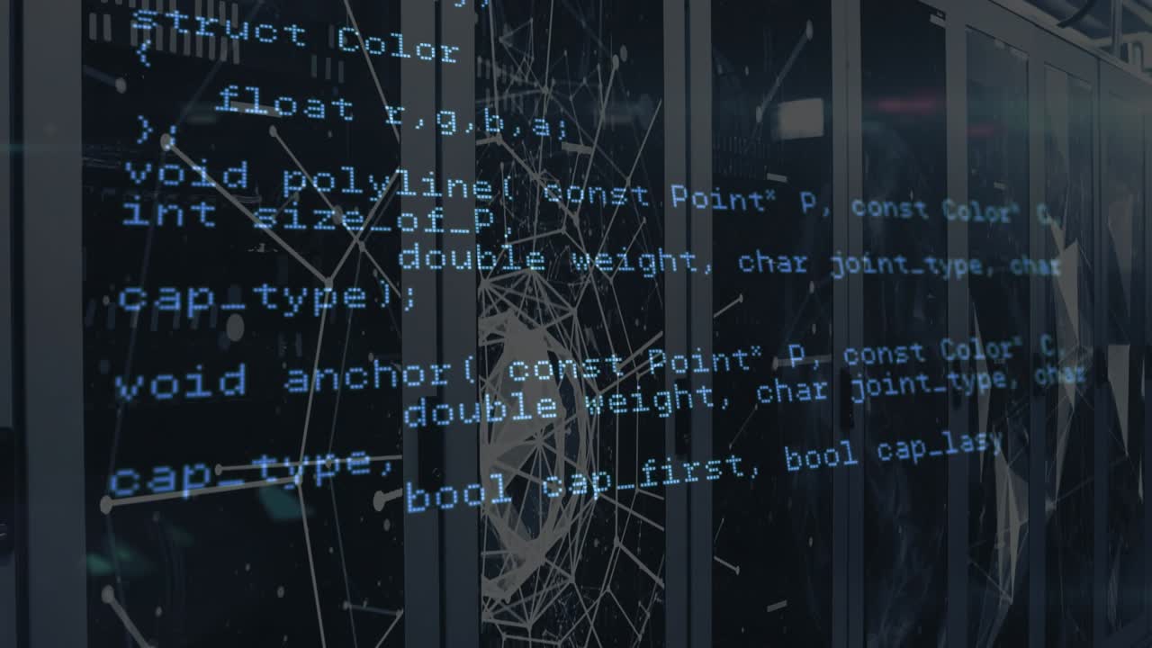 Animation of data processing and connections over servers