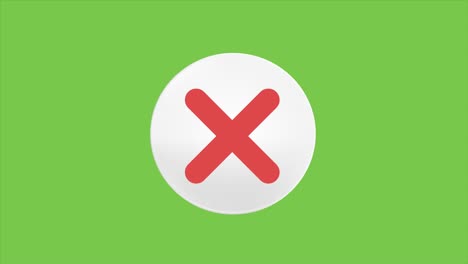 red check mark cross no on green background. animated illustration element. logo animation