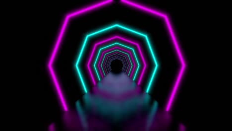 túnel de neón o camino brillante de líneas abstractas - 4k