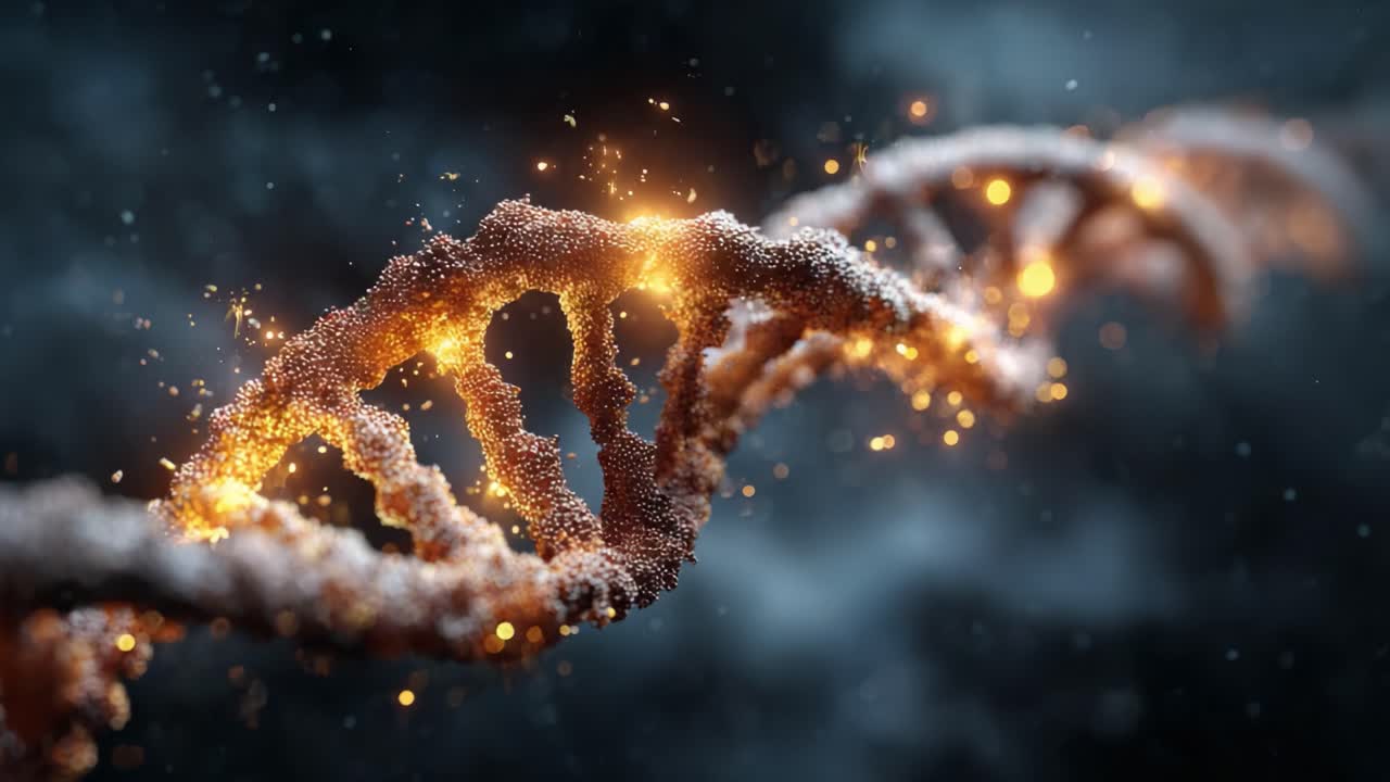 A Captivating Visual Representation of DNA Structure Sparking with Energy and Light, Illustrating the Intricate Beauty of Genetic Material