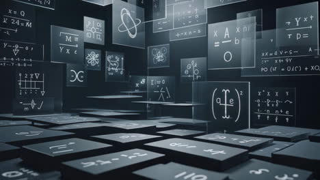 abstract digital display of mathematical and scientific equations