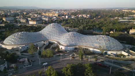 budapest zoo in city park - cinematic establishing drone shot