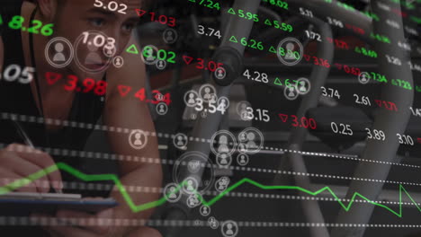 compuesto de procesamiento de datos financieros sobre mujeres que ejercen