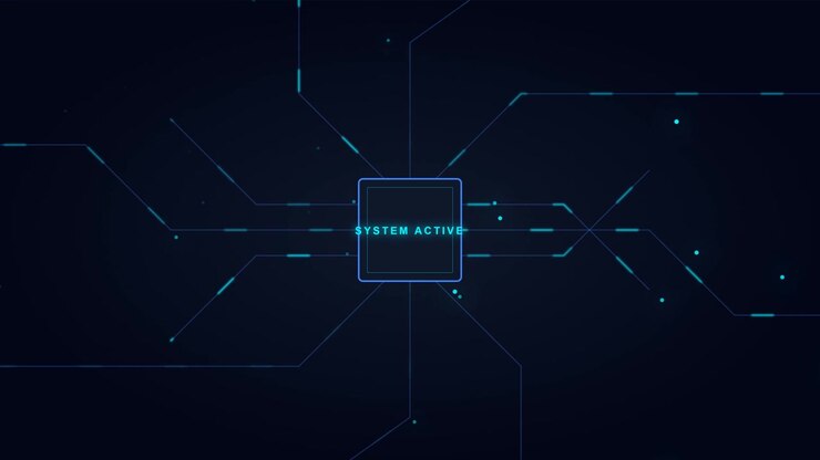 Digital Circuit Board Animation with System Active Text