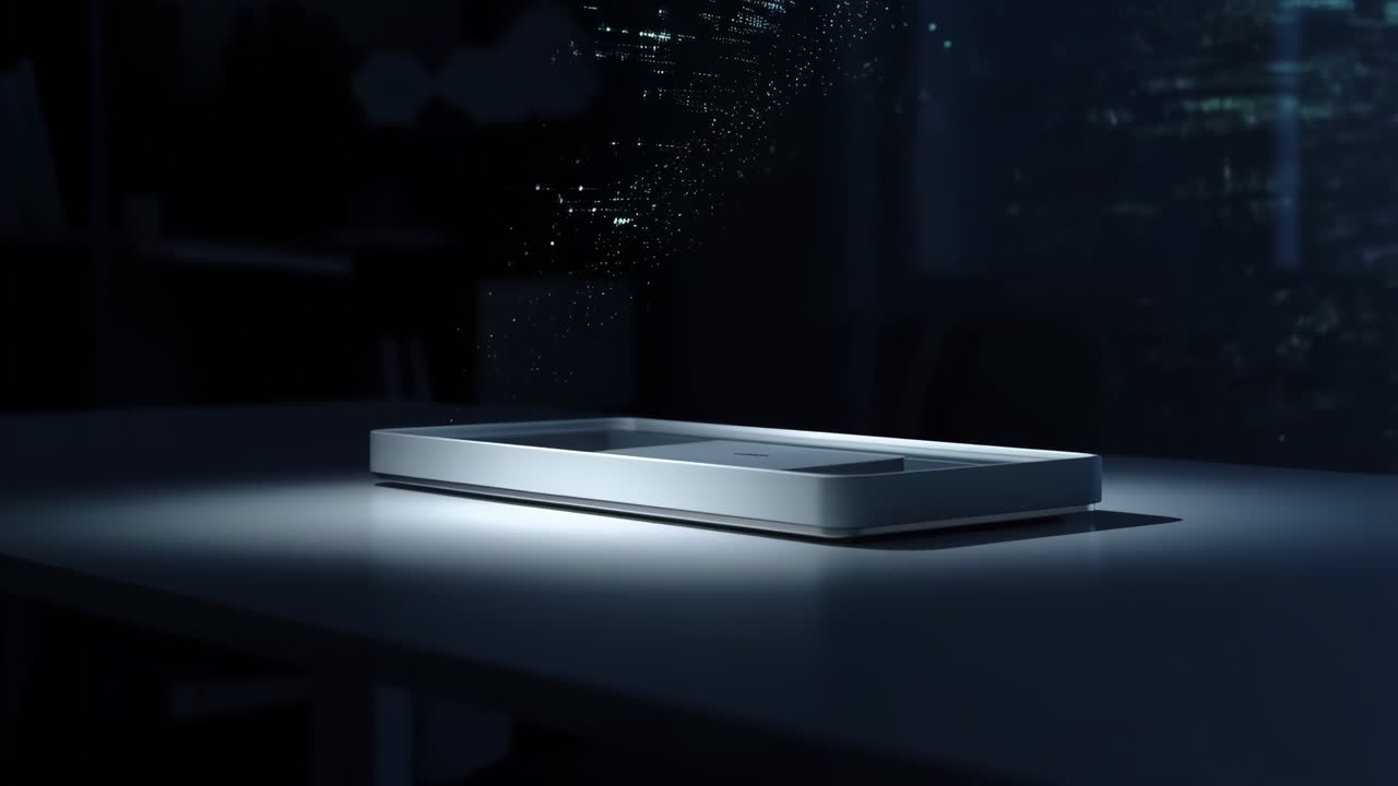 A white device on a table