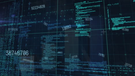 animación del procesamiento de datos con escaneo de alcance sobre gráfico sobre fondo negro