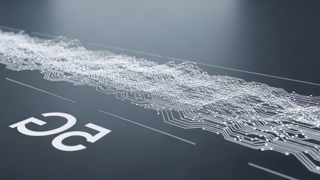 An Abstract Visualization of Digital Waveforms with Circuit Patterns and Data Streams Representing Advanced Technology and Connectivity