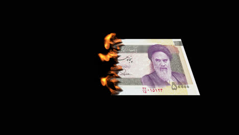 burning iranian rial