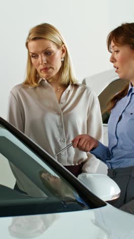 two women discussing a car purchase