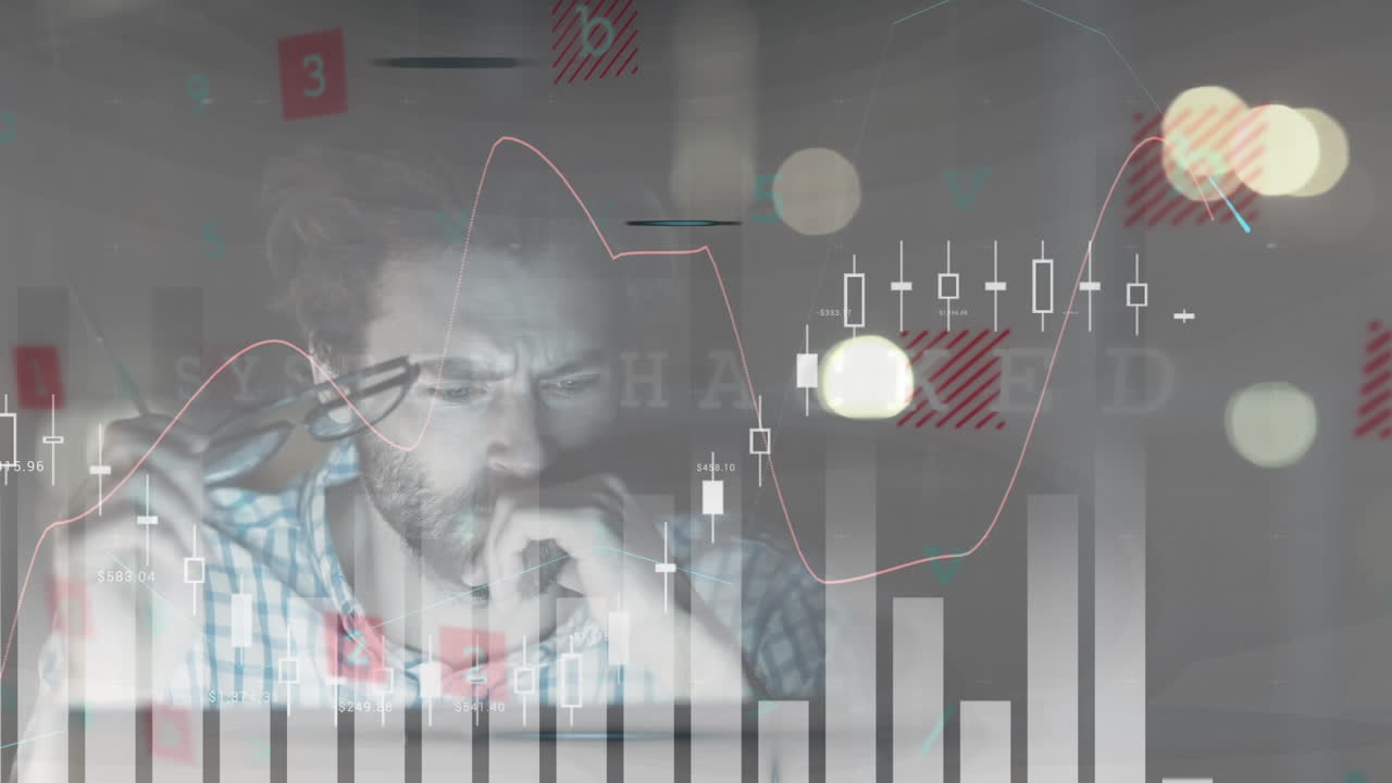 procesamiento de datos contra el hombre estresado en el fondo