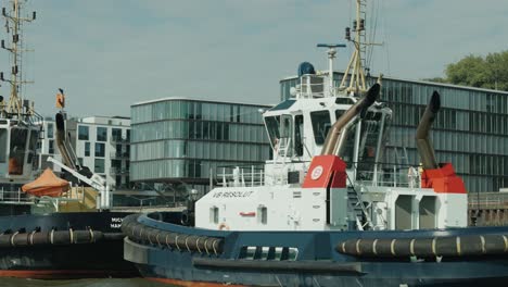 tugboat dogged in hamburg filmed from the water