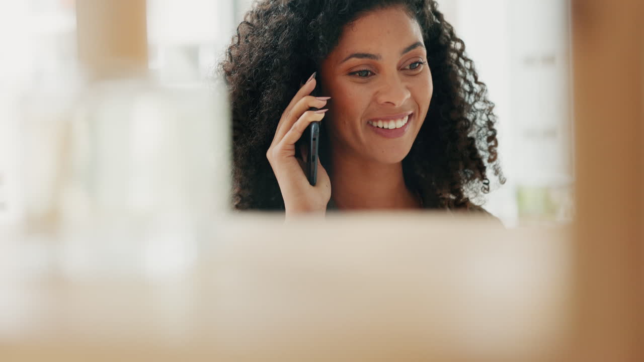 Phone call, communication and woman in chat