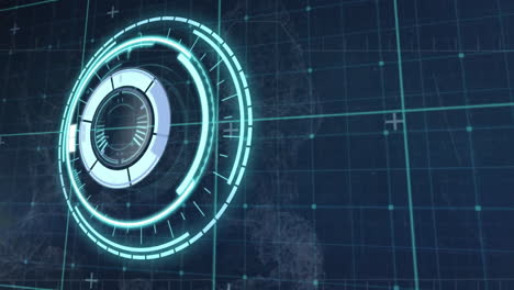 animation of circular scope processing over grid on dark background