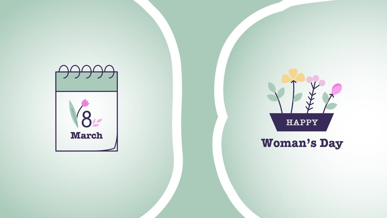 파란색 배경에 국제 여성의 날 아이콘의 4k 비디오