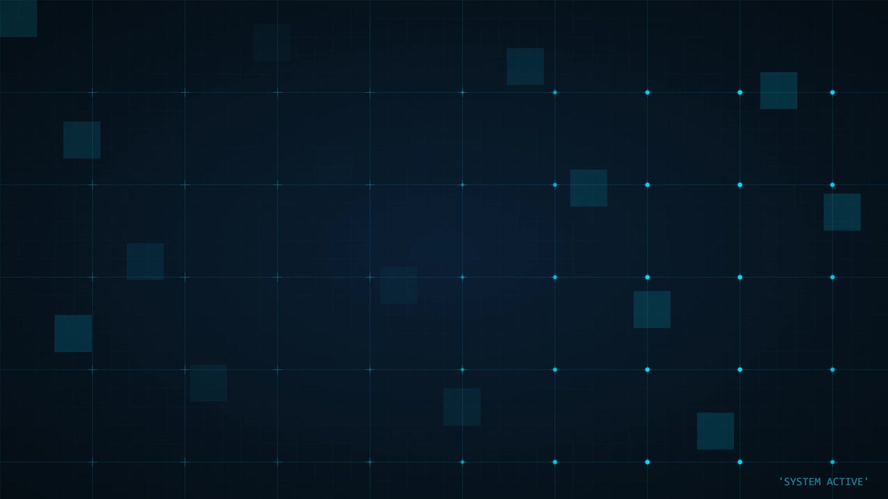 Digital Interface Background with Floating Squares and Grid