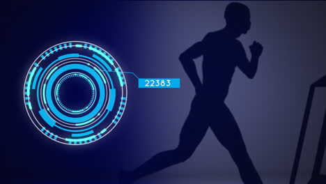animación de un hombre corriendo con escaneo de alcance y procesamiento de datos
