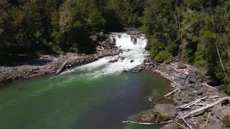 las aguas fluyen con fuerza a través de bosques verdes en un entorno natural