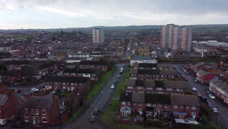 antena por encima de welsh flint housing estate north wales ciudad propiedad dolly derecho