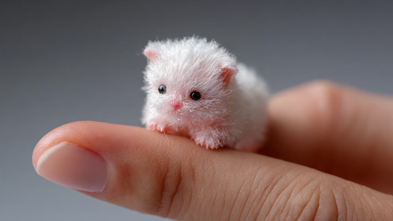 An Adorable Miniature Creature Resting on a Finger, Capturing the Fragility and Delicacy of Tiny Animal Figurines in a Beautiful Close-Up Setting