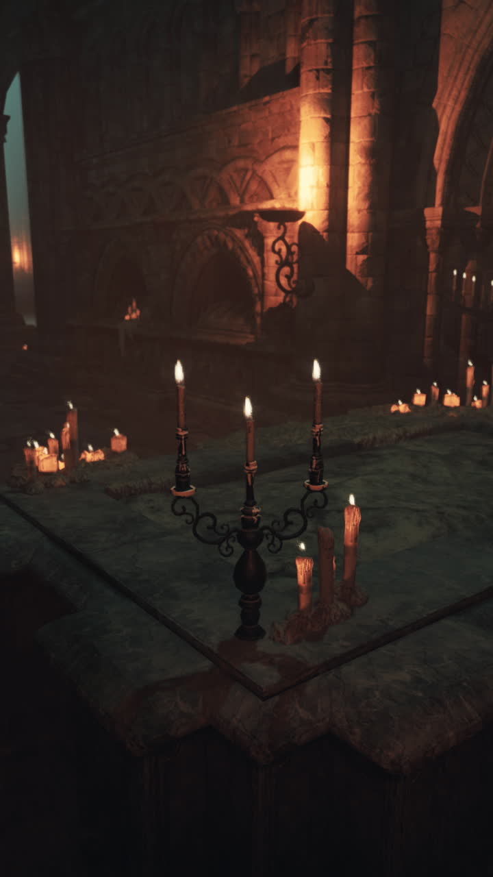 불이 있는 어고 신비로운 교회 무덤