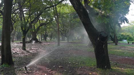 Motion-orbiting-shot-automatic-plant-watering-system,-Slow-motion