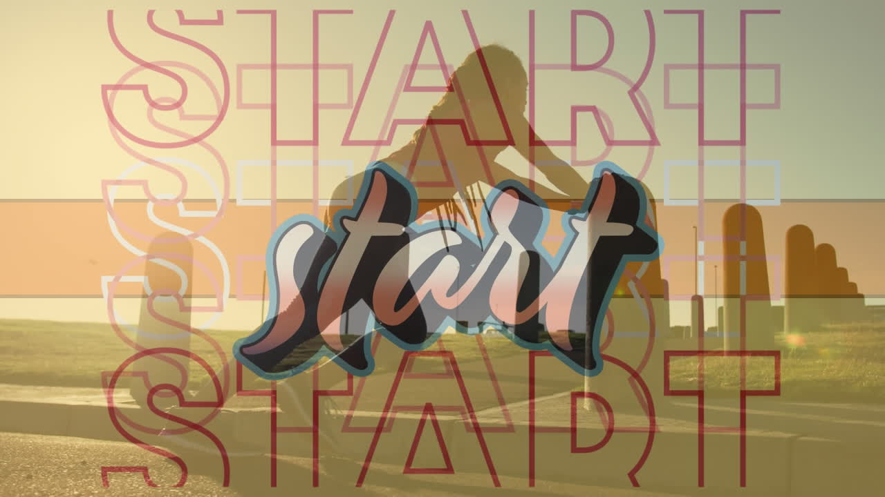 empieza un texto contra una mujer afroamericana que realiza ejercicios de estiramiento en el paseo marítimo.