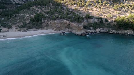 Tourists-On-Sandy-Beach-In-Thassos,-Greece