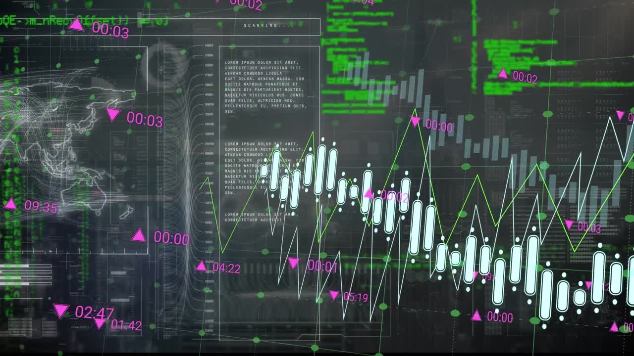 Animation of data processing over world map