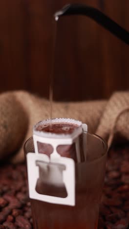 coffee pod in glass cup