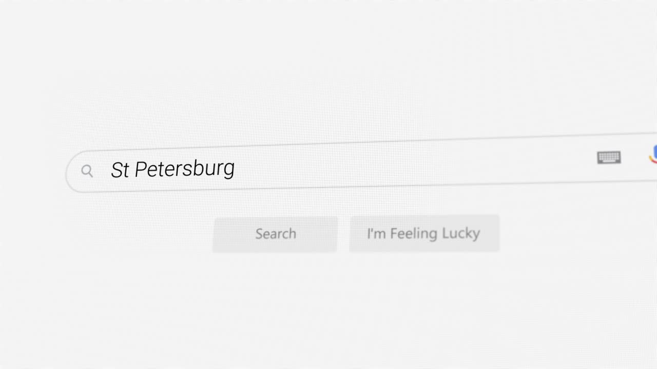 Searching for St Petersburg on Internet browser