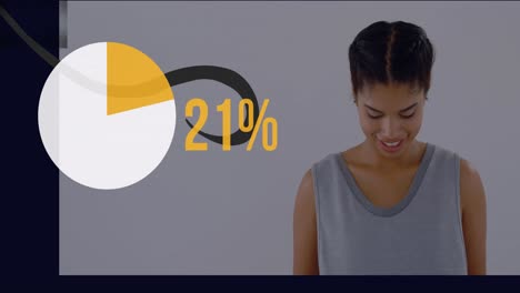 animation of circle with growing number over biracial woman