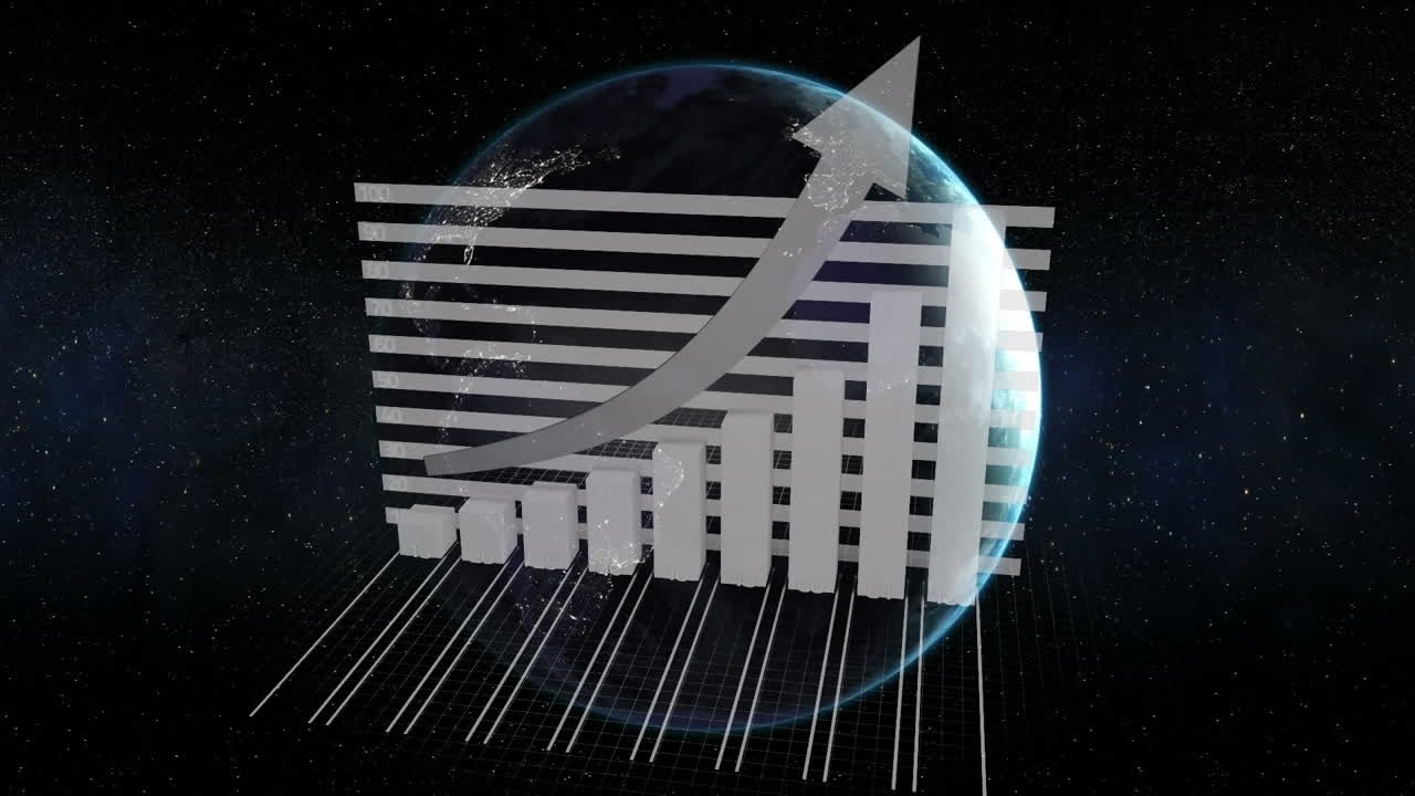 Animation of statistics and data processing over globe | Premium Stock ...