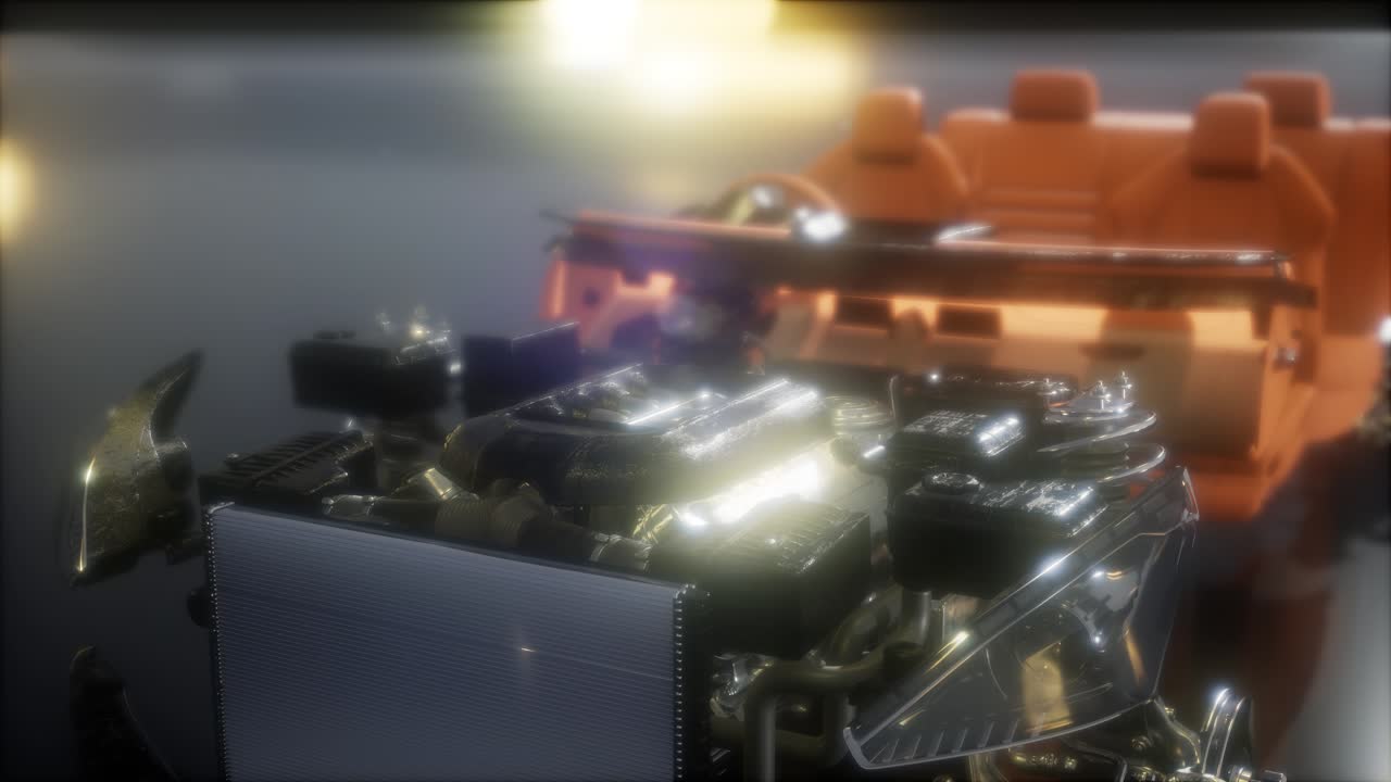 motor y otras partes visibles en el coche