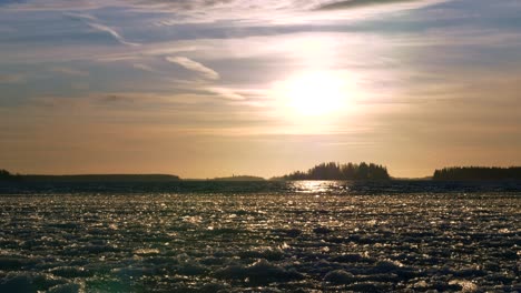 Ice-waves-at-shoreline-in-Finland,-beautiful-scenery-at-winter-coast