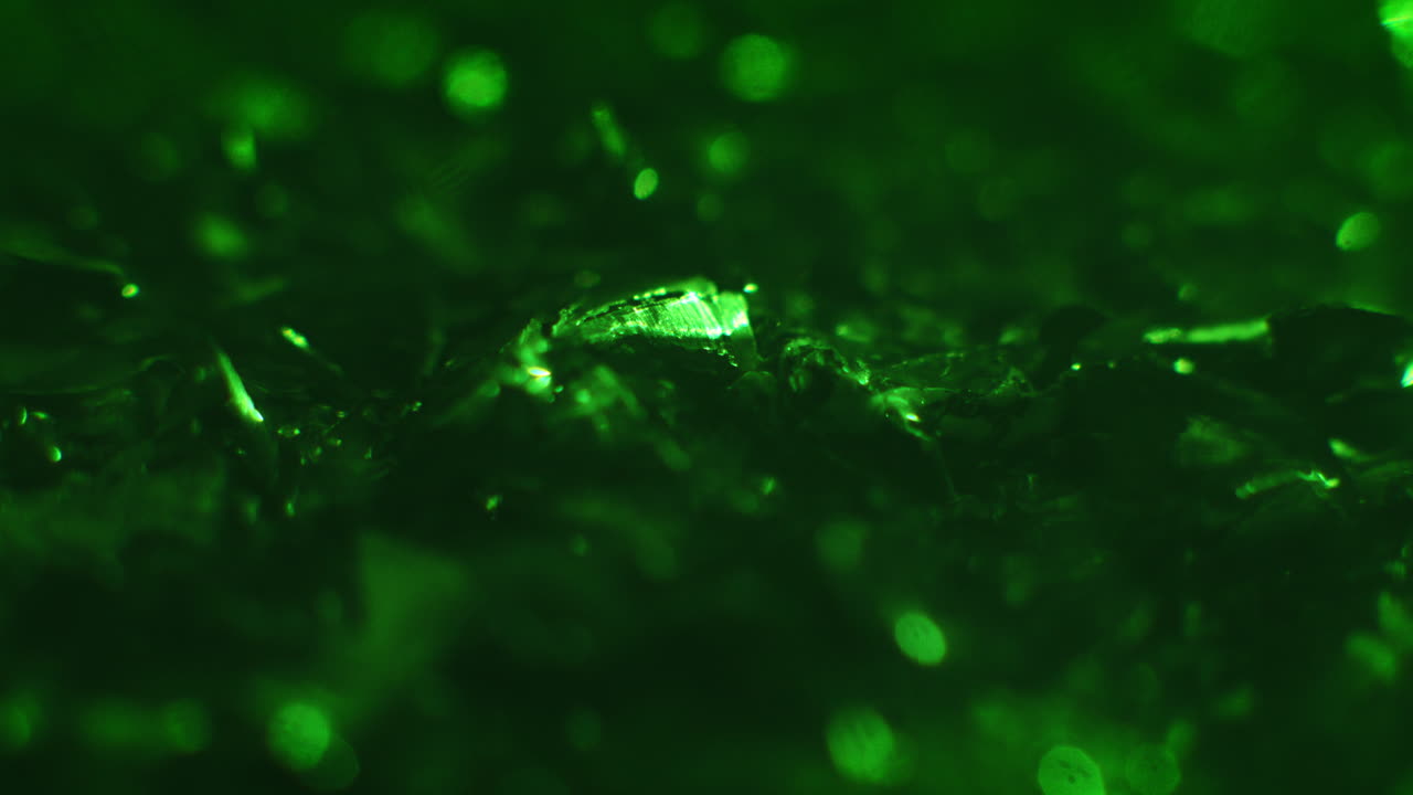 Emerald color metal fillings macro shot