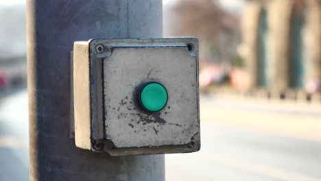 close up of crossing signal button in singapore