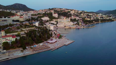 neum bay at adriatic sea, bosnia and herzegovina - aerial drone shot