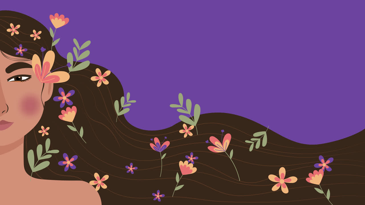 mujer con cabello floral