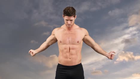 fit athlete stretching his muscles