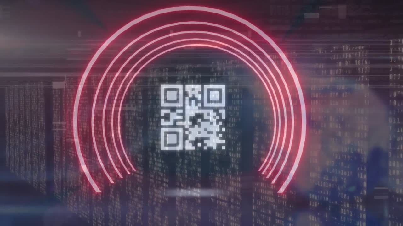 animación de puntos de luz sobre el código qr