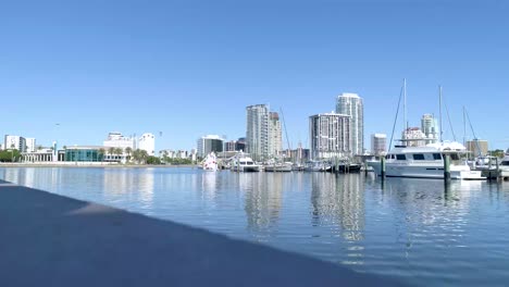 4K-Video-of-Sailboat-Entering-Marina-in-St-Petersburg,-Florida