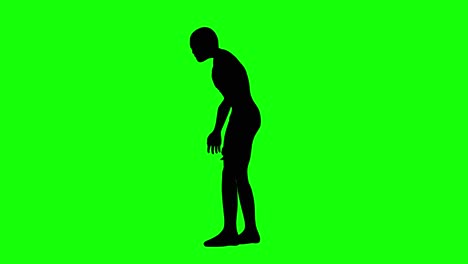 Silhouette-of-a-mummy-or-zombie-standing-idle-on-green-screen,-side-view